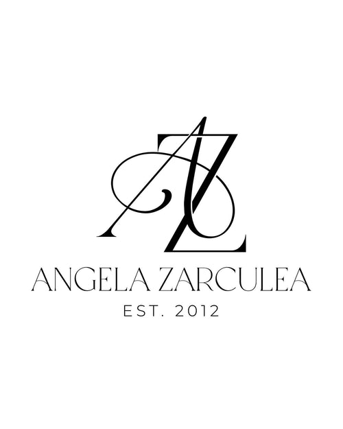 Angela Zarculea logo with monogram on a white background